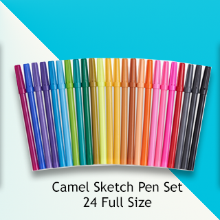 Camel by Camlin | Sketch Pen | Assorted pack of 24 shades | Full size