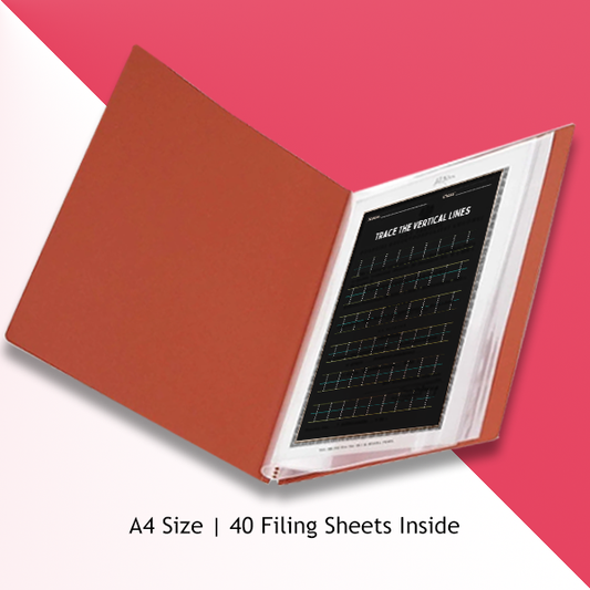 A4 Size Presentation Display Book | Portfolio File 40 Pocket | 40 Plastic Clear Sleeves Inside (Color May Vary)