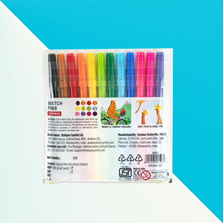 Camel by Camlin | Sketch Pen | Assorted  pack of  12  shades |  Full  size