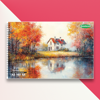 Sundaram A3 Sketch Book with Butter Paper | Spiral Bound (Wiro) | 64 Pages (32 Sheets) | (Cover Page Design May Vary)