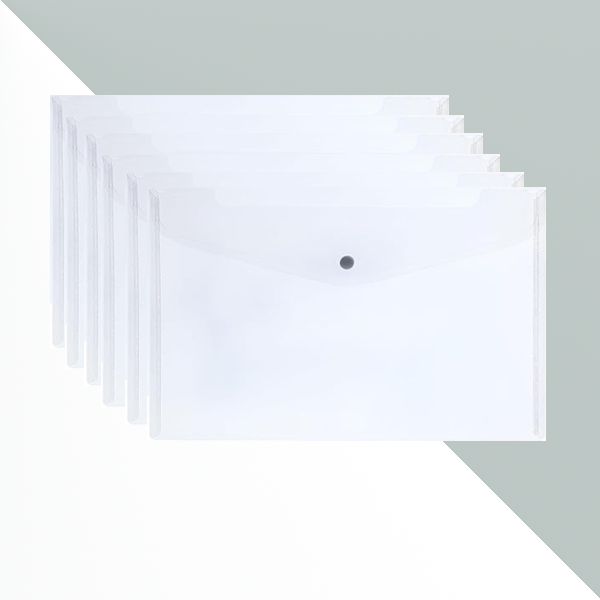 A4 Size Transparent | Buttoned Folder | Pack of 6 Folders