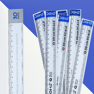 Doms Q Series 30 cm Big Transparent Scale | Pack of 10 Pieces