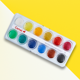 Camel by Camlin | 12 Water Colour Cake Paint Set with Extra Paint Brush