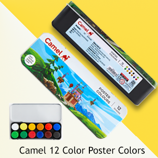 Camel by Camlin | Poster Colours | Assorted tin pack | 12 shades in 10 ml each