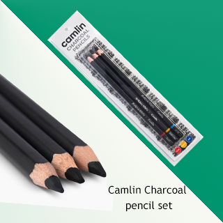 Camel by Camlin | Charcoal Pencil Set of 3 | Black | Hard, Medium & Soft Grades