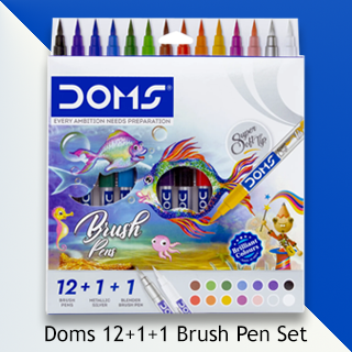 Doms Brush Pens | Set of 12 Plus 2 Brush Pens | Single Pack