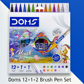 Doms Brush Pens | Set of 12 Plus 2 Brush Pens | Single Pack