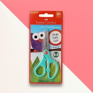Faber Castell Scissors Child Safe For School & Home Use | Rounded Blades & Comfortable Grip | 1 pc
